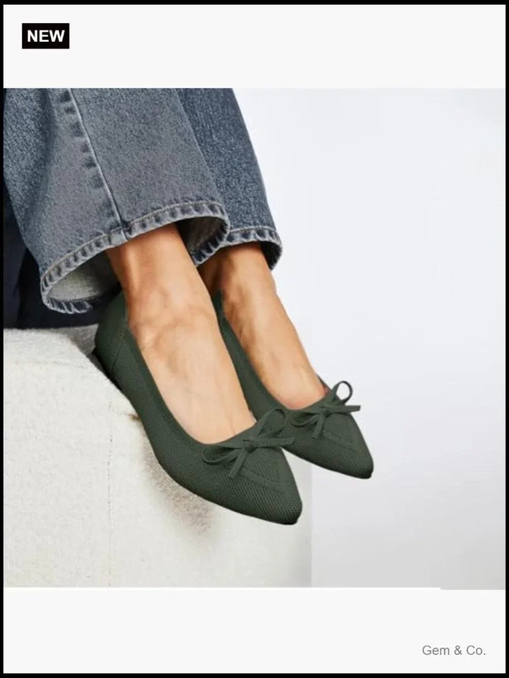 Pointed Toe Bow Knit Ballet Flats Comfortable Dressy Mesh Slip On